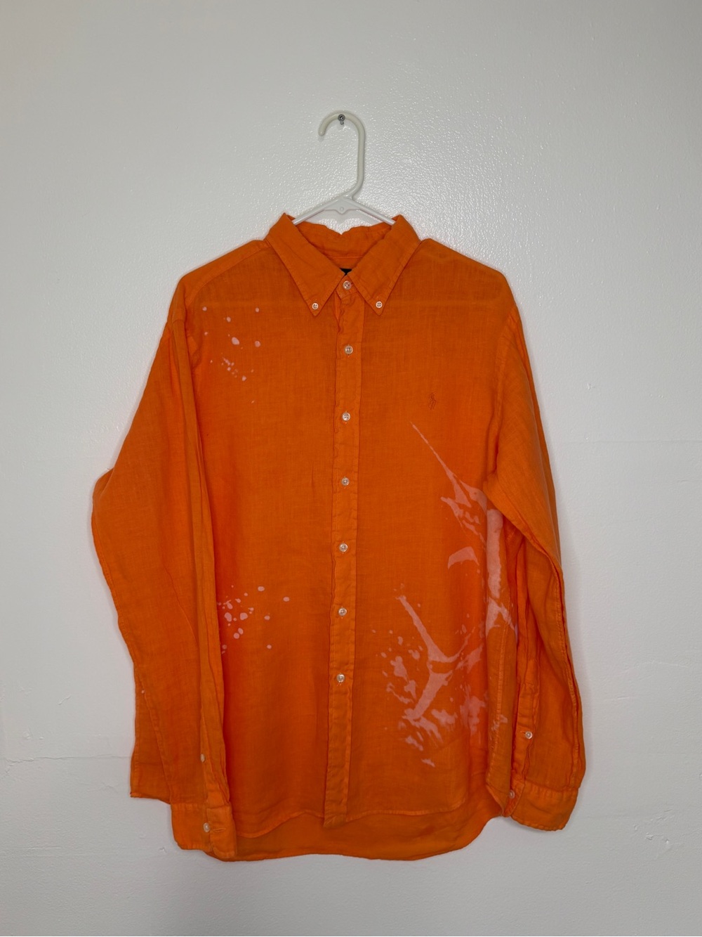 Ralph Lauren Men’s Orange Linen Swordfish Shirt Size Large